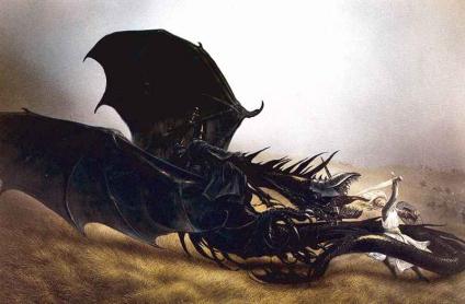 My depiction of Ancalagon departing for the War of Wrath : r/lotr