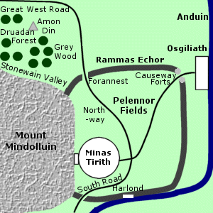 Map of the Pelennor Fields
